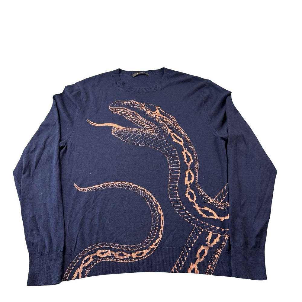 Horiyoshi The Third Extrafine Merino Navy Blue Dragon Print Sweater Size M